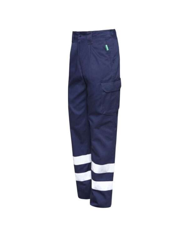 PANTALON AZUL DRILL CON CINTA REFLECTIVA